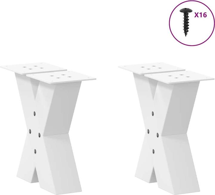 Actual product image VidaXL Coffee table legs X-shape 2 pcs. White 30x(30-31) cm steel table leg