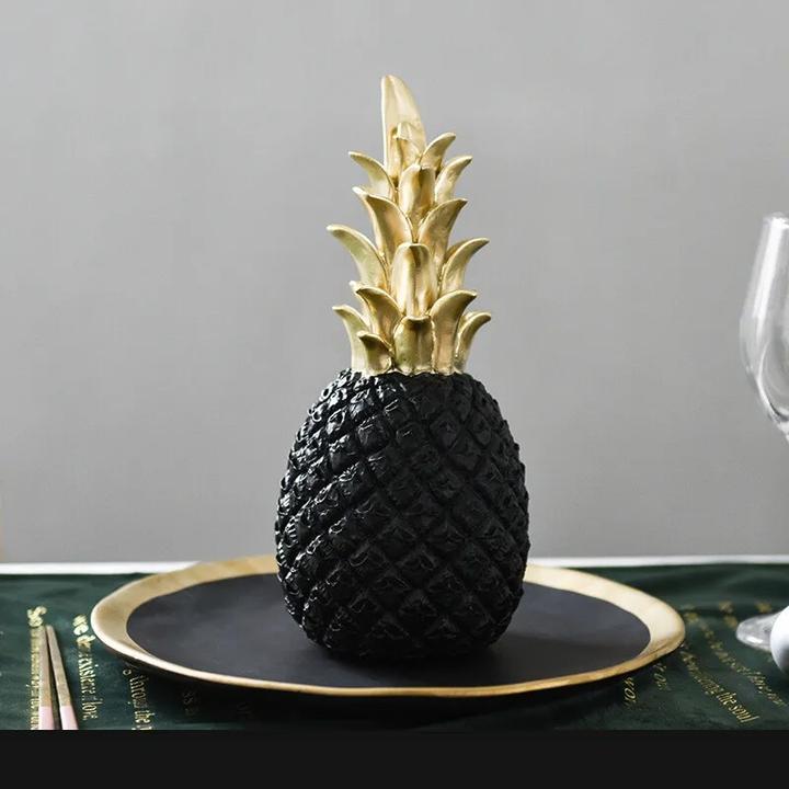 Produktbild Cbx Ananas Dekoration Schwarz Gold 18cm