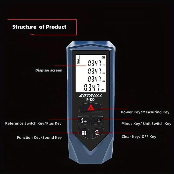 Produktbild Cbx 100m Laser-Entfernungsmesser R100, Digitales Distanzmessgerät, Lasermessgerät (100 m, 690 nm)