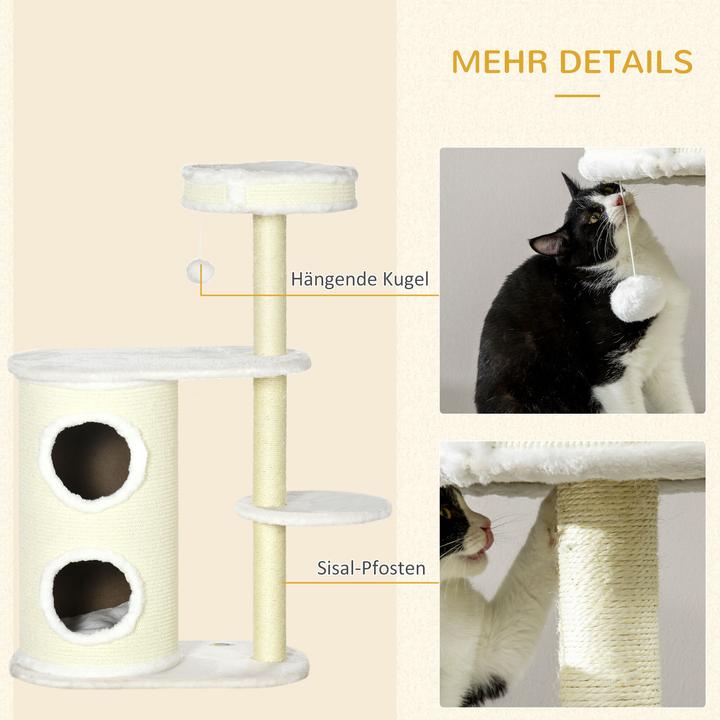 Image du produit PawHut Arbre à chat avec tonneau à griffer (100 cm, Blanc crème)