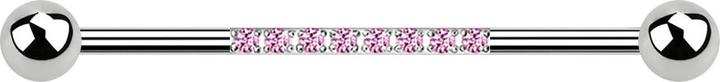 Immagine prodotto Star Piercing Barbell silber mit zwei Kugeln acht Kristalle pink (senza ottone, Acciaio chirurgico 316L)