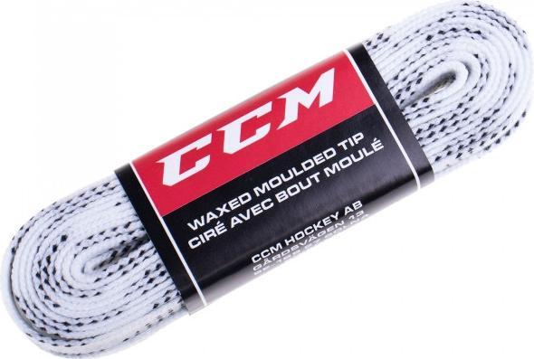 Actual product image CCM Proline Team Wax Hockey Laces (White, 96"/244cm) (244 cm)