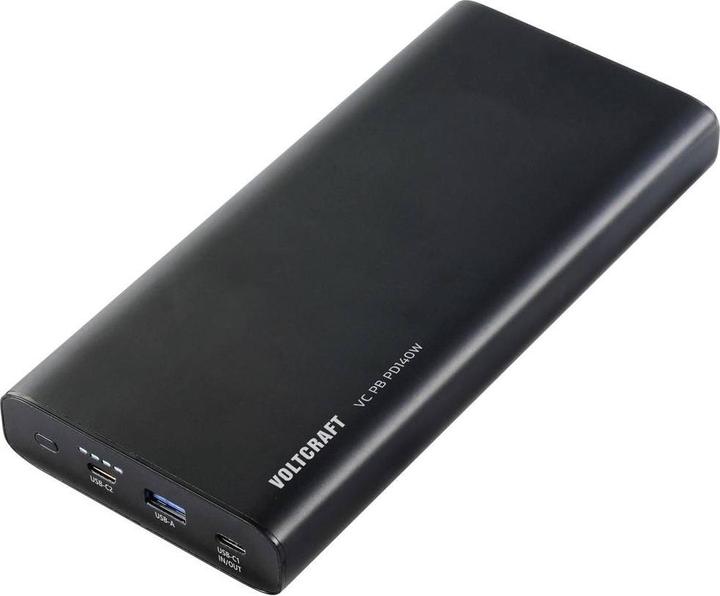 Voltcraft VC PB PD140W Powerbank 22400 mAh Quick Charge 3.0, Power Delivery 3.0 Li-Ion Black (matt) Statusan (22400 mAh, 5 W, 82.88 Wh)