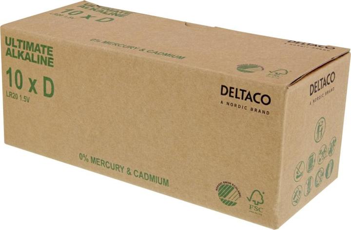 Produktbild Deltaco Ultimate Alkaline batteries, L (10 Stk., D)