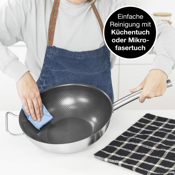 Produktbild Moritz & Moritz Edelstahl Wokpfanne 30cm mit Keramikbeschichtung der neuesten Generation (Wok Pfanne, Edelstahl)