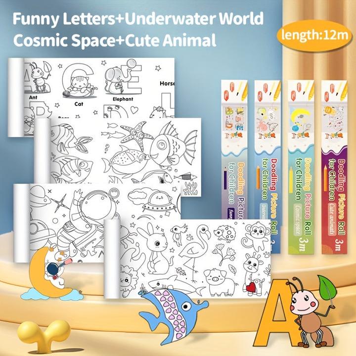 Produktbild Activity Board Doodle Malerei Rolle, DIY Malerei Farbe Füllen, lange Bild Malerei Rolle, Kinder Zeichnung Rolle