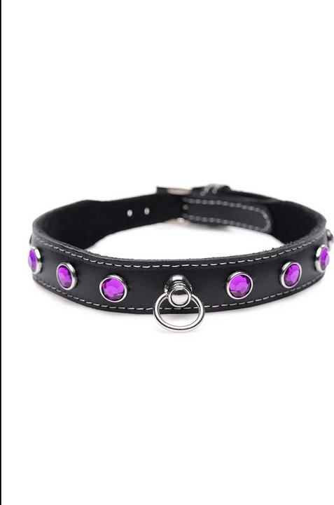 Actual product image Master Series Royal Vixen Leather Collar with Rhinestones
