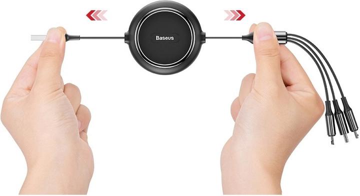 Productafbeelding Baseus Golden Loop Drie-in-één Elastische Datakabel USB voor M+L+T 3,5A 1,2m Zwart (1.20 m, USB 3.2 Gen 1)