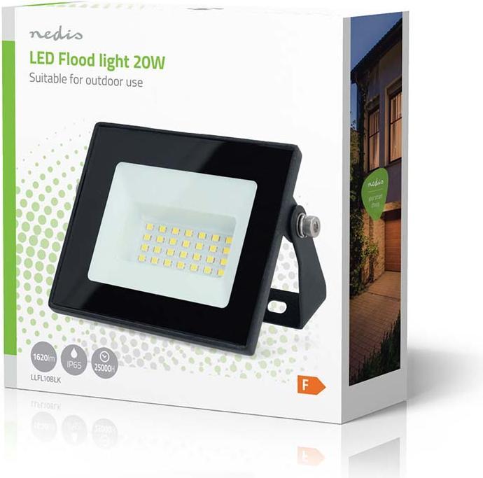 Produktbild Nedis LED-Flutlicht - 4000 K - Nennlichtstrom: 1620 lm - 20 kWh - IP65-1.00 m - Energieklasse: F - 2 (1620 lm, IP65)