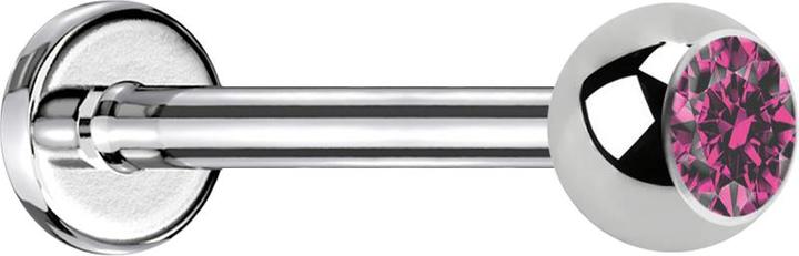 Produktbild Star Piercing Micro Labret silber mit Kugel Kristall pink (Chirurgenstahl 316L, ohne Messing)