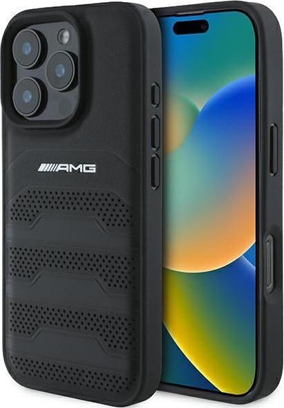 Image du produit Mercedes AMG AMHCP16LGSEBK iPhone 16 Pro 6.3" czarny/black hardcase cuir Debossed Lines Black Logo (Apple iPhone 16 Pro)