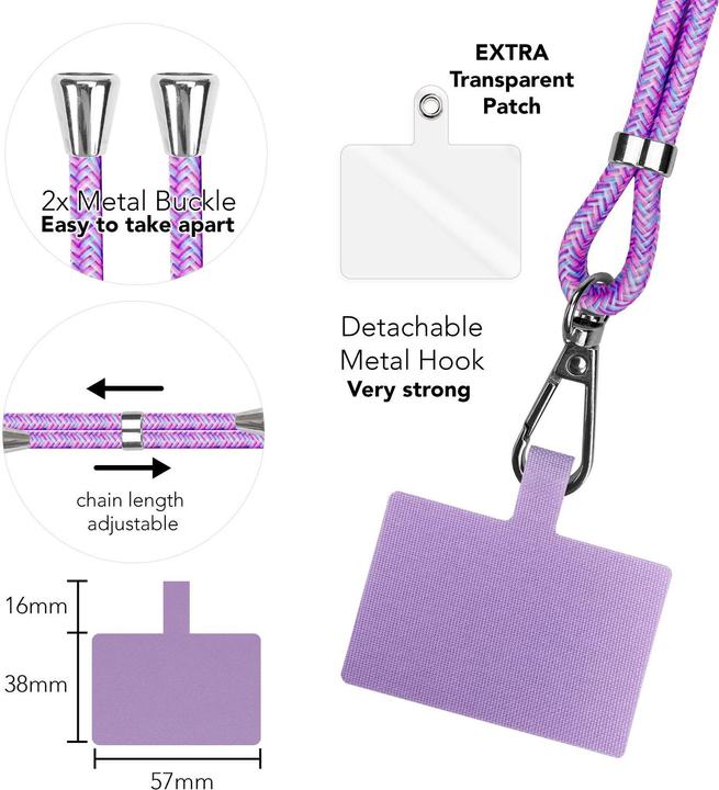 Actual product image Nalia Universal mobile phone necklace with pad