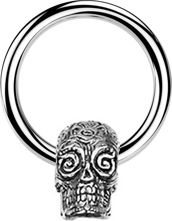 Star Piercing Micro Closure Ring silber Tag der Toten Schädel silber (Chirurgenstahl 316L, Messing)