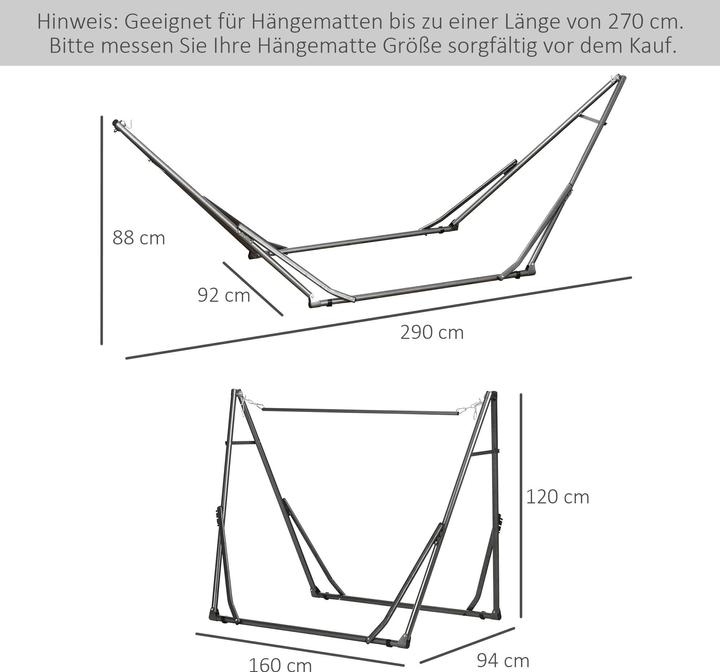 Produktbild Outsunny Hängemattengestell mit Stahlrahmen (120 kg)