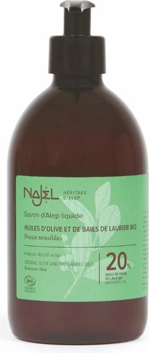 Actual product image Najel Aleppo liquid soap 20% laurel oil (Liquid soap, 500 ml)