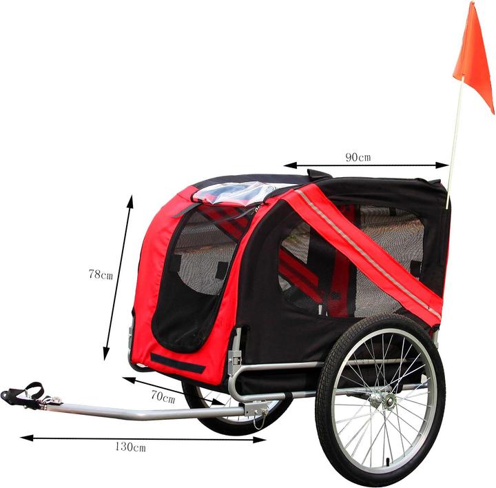Image du produit Wiltec Chiens Remorque pour vélo Remorque pour chien Vélo Transport de chien rouge et noir