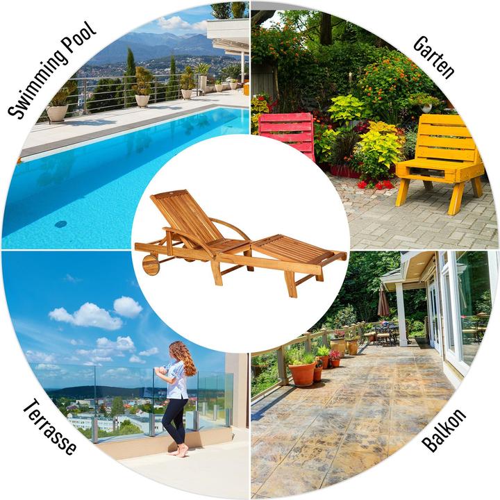 Actual product image Outsunny Folding garden deckchair made of fir wood (195 cm)
