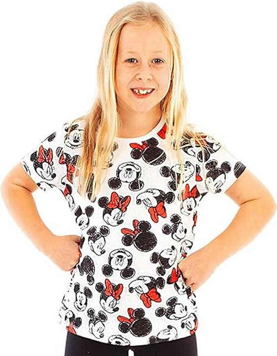 Actual product image Disney Girls Mickey & Minnie Mouse All-Over Print T-Shirt (146, 152)