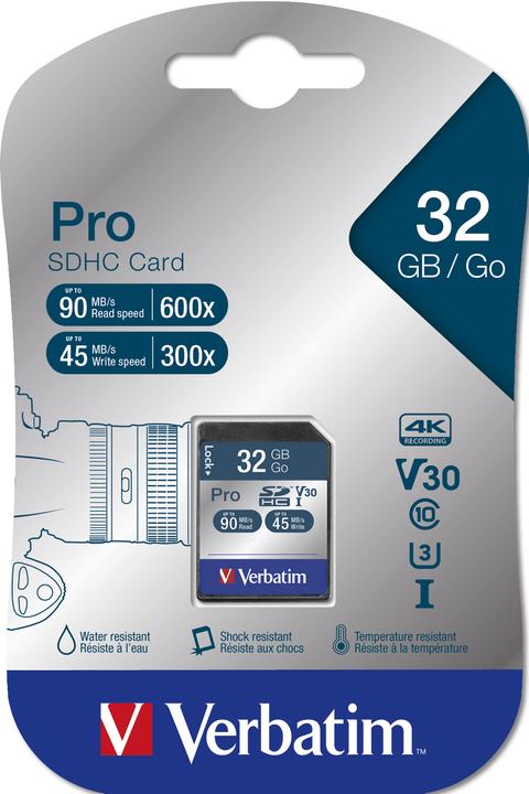 Actual product image Verbatim SDHC Card Pro 32GB Class 10 UHS-I (32 GB, SDHC, U1, UHS-I)