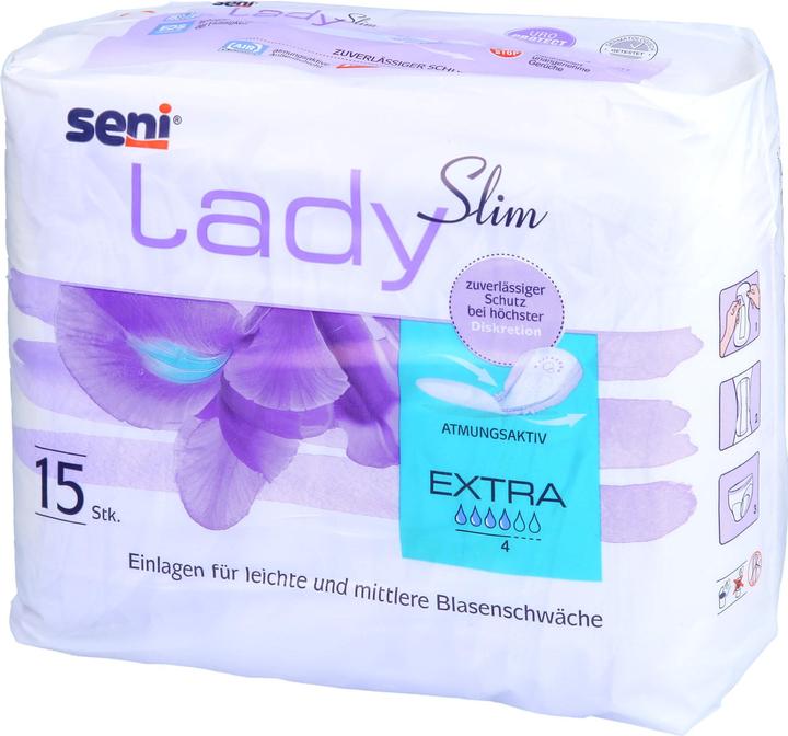 Produktbild Seni Lady Slim Extra Einlage atmungsaktive anatomische 14x29.5cm 4 Tropfen (15 x)