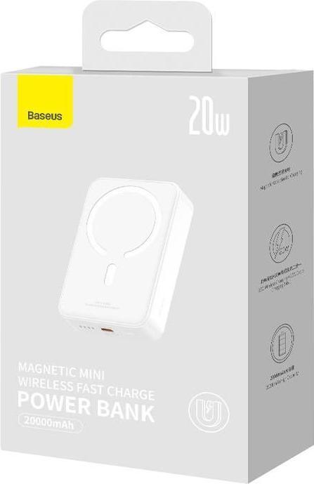 Image du produit Baseus Banque d'alimentation Magnetic Mini 20000mAh 20W (blanc) (20000 mAh, 20 W, 74 Wh)