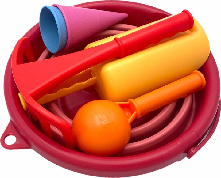 Image du produit Schildkröt Sand Toys Seau pliable rouge jeu de sable, 9x22 cm, 7 pcs., accessoires, 18 mois
