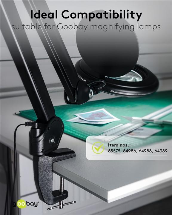 Image du produit Goobay Pince de table de rechange pour lampes loupes avec bras articulé, noir