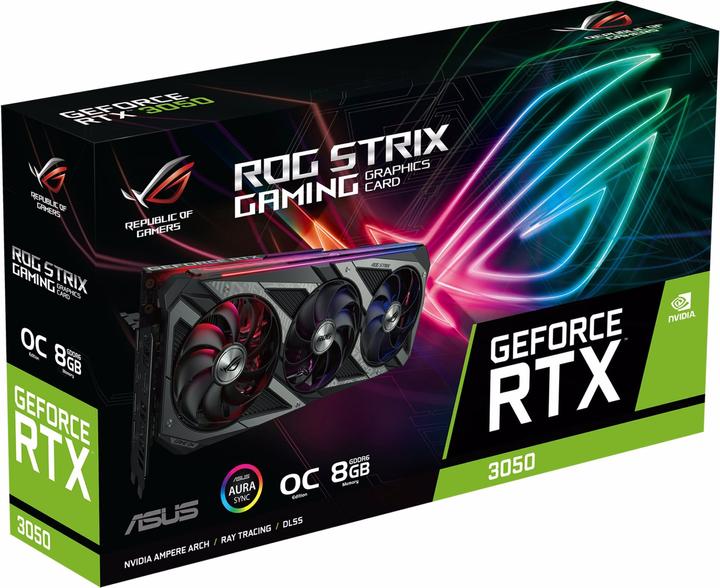 Actual product image ASUS ROG Strix GeForce RTX 3050 OC 8GB GDDR6 3xDP 1.4a 2xHDMI 2.1 (8 GB)