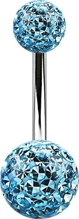 Immagine prodotto Star Piercing Banana argento con due sfere di cristallo strato protettivo epossidico aqua (Acciaio chirurgico 316L)