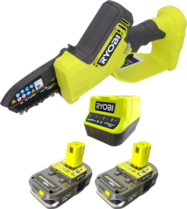 Image du produit Ryobi RY18PSX10A-215 Scie à élaguer sans fil 18 V 10 cm Brushless + 2x batterie 1,5 Ah + chargeur (Tronçonneuse à batterie)
