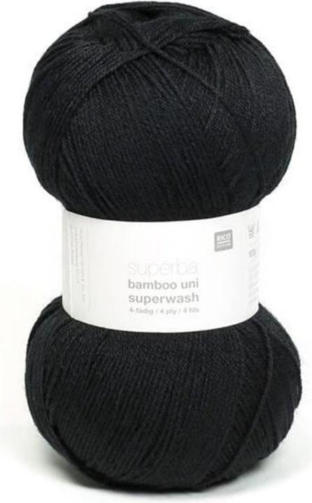 Image du produit Rico Design Laine Bamboo Uni pour chaussettes 100 g, noir (420 m)