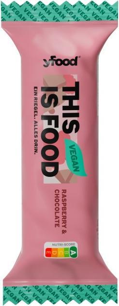 Produktbild YFood Veganer Protein Riegel Raspberry & Chocolate (Himbeere, Schokolade, 12 Stk., 720 g)