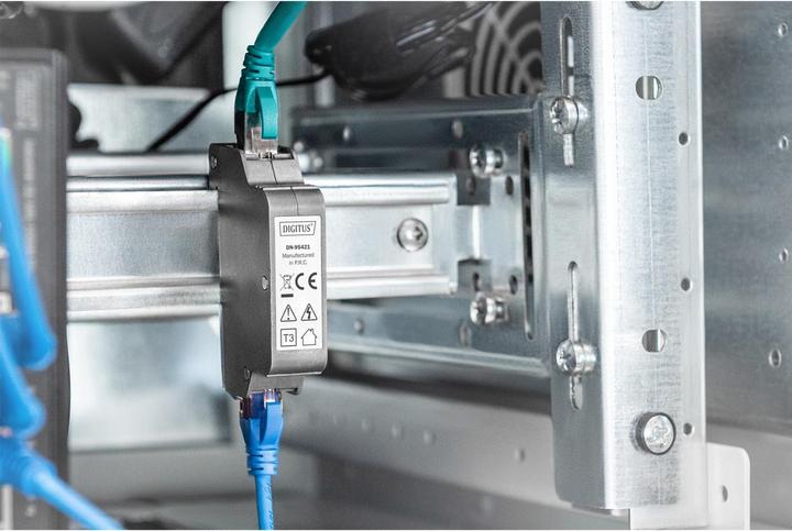 Immagine prodotto Digitus Surge Protector PoE (RJ45), montaggio su guida DIN, interno (Adattatore di protezione da sovratensione)