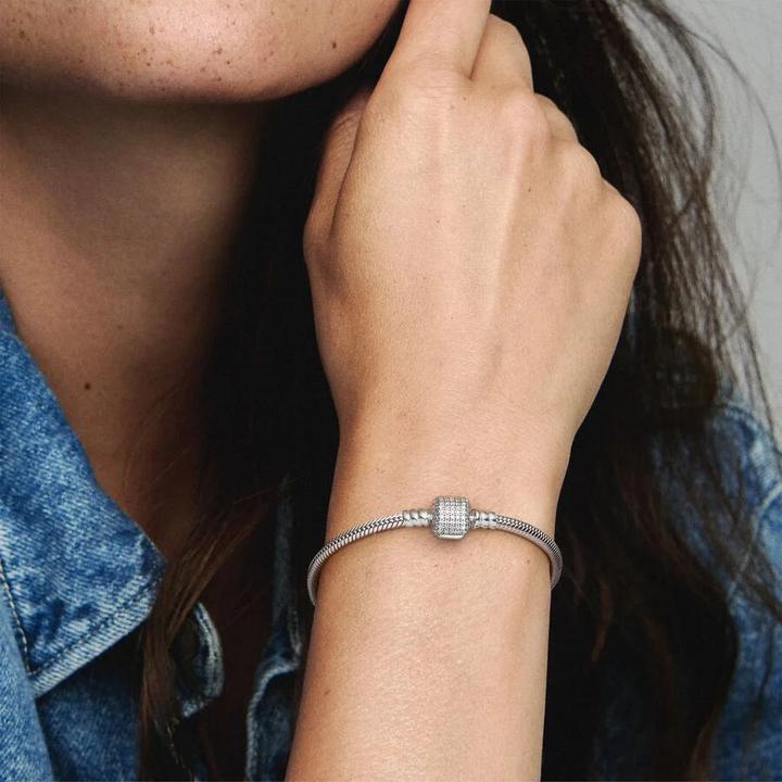 Actual product image Pandora Bracelet with ball clasp (19 cm, Silver)
