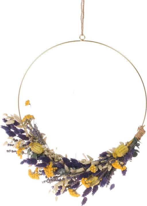 Anjel Trockenblumen mit Kartonbox und Ring Gelb/Blau (Trockenblumen)