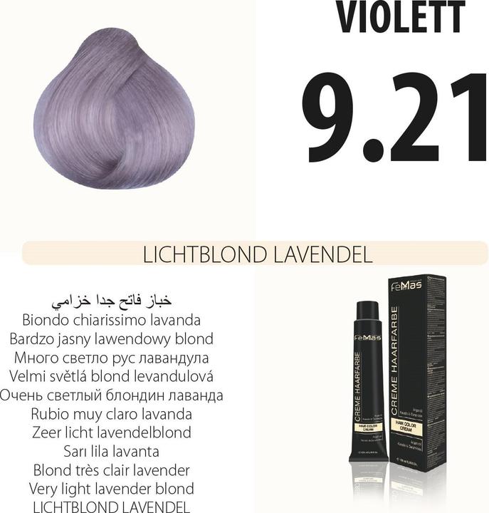 Immagine prodotto FemMas 9.21) Tinta per capelli Lıchtblond Lavender 100ml (Lıchtblond Lavanda 100ml)