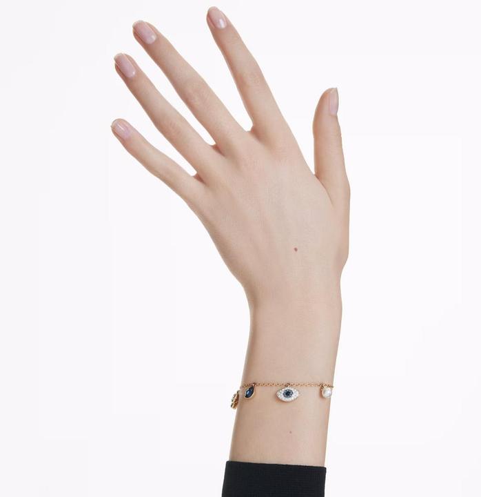 Produktbild Swarovski Symbolica Armband Glücksklee Evil Eye und Hufeisen Blau Gold (24 cm, Swarovski Metall)