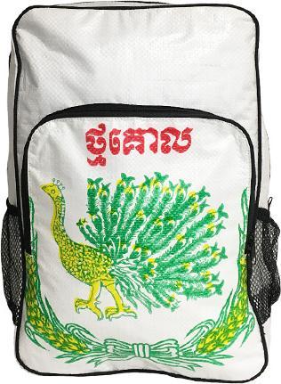 Actual product image Bekos Upcycling - Daypack from recycled lining bags Peacock