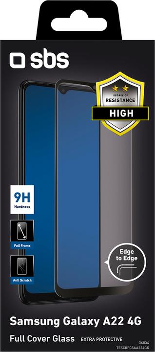 Image du produit SBS Protection d'écran en verre Full Cover Samsung Galaxy A22 4G, noir (1 pièce(s), Samsung Galaxy A22)