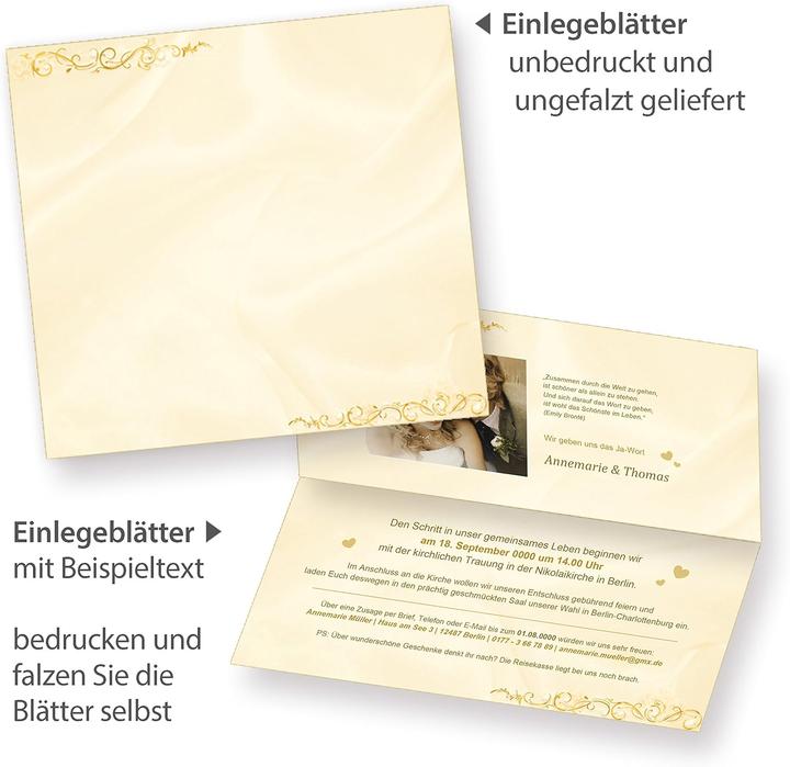 Image du produit Tatmotive Einladungskarten-Set Hochzeit (40 Stück) inkl. Umschläge (40 pcs)