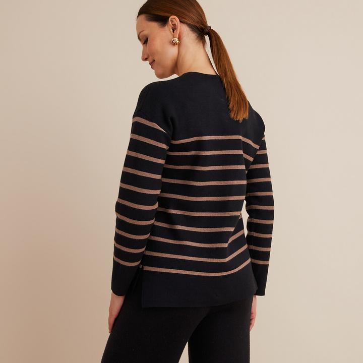 Immagine prodotto Anne Weyburn Maglia a righe a maglia fine con scollo rotondo (42)