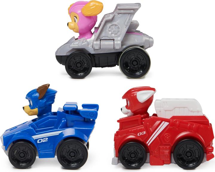 Actual product image Spin Master PAW Patrol: Il super film, Pup Squad Gift Pack con 3 veicoli, con auto giocattolo di Chase, Skye e M