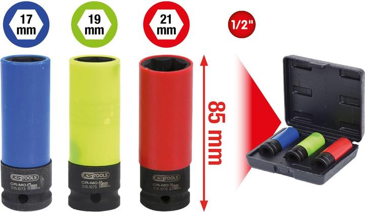 Actual product image KS Tools Socket set (21 mm, 18 mm, 20 mm, 19 mm, 17 mm)