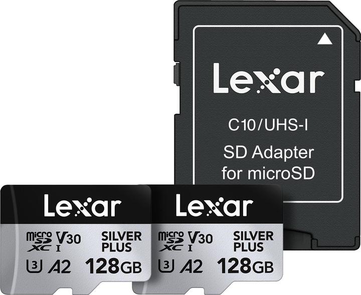 Actual product image Lexar Professional Silver Plus 2-Pack (128 GB, microSDXC, U3, UHS-I)
