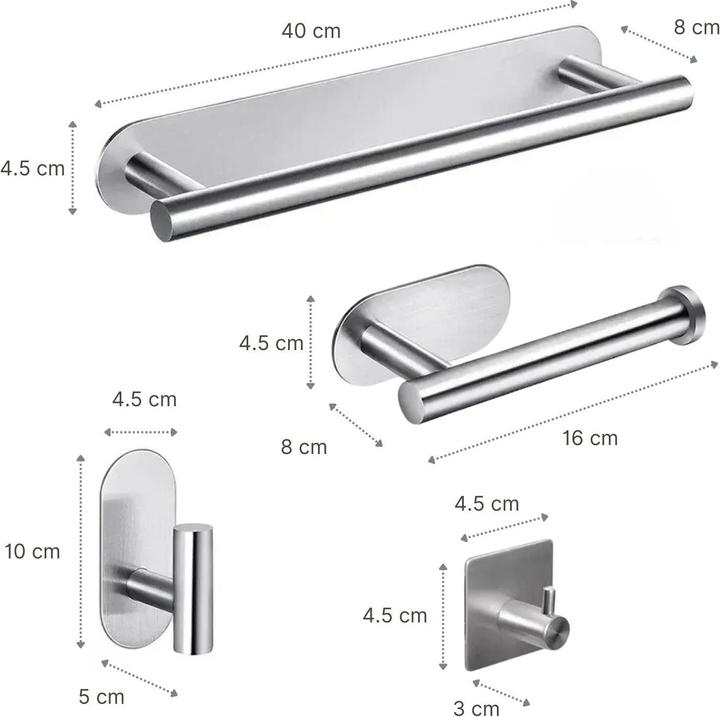 Image du produit Hermex Salle de bain Hardware Set 5-pièces porte-serviettes toilette papier mural crochet