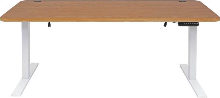 Actual product image Swisshandel24 Desk, computer table, electrically height-adjustable 160x80cm 53kg brown structure, white (160 x 80 x 121 cm)