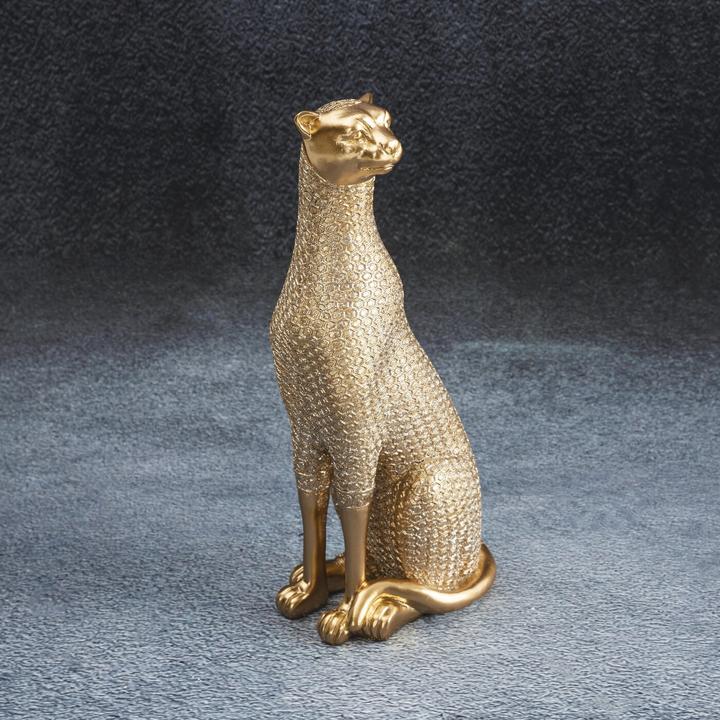 Actual product image Eurofirany Panther - Haris Dekorative Figur mit einem kleinen strukturellen Muster, Gold 8 x 11 x 26 cm