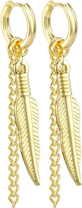 Produktbild Star Piercing Ohrring vergoldet Anhänger Feder mit Kette (Chirurgenstahl 316L, ohne Messing)