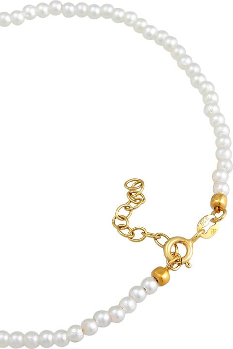 Actual product image Elli Foot Jewellery Pearls Synthetic Classic Basic 925 Silver (925 Sterling silver gold-plated, Copper, Synthetic pearl, 22 cm)