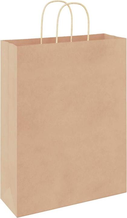 Produktbild VidaXL Kraftpapiertüten 50 Stk. mit Henkel Braun 32x12x42 cm Papiertüte (Geschenktüte, 50 x)